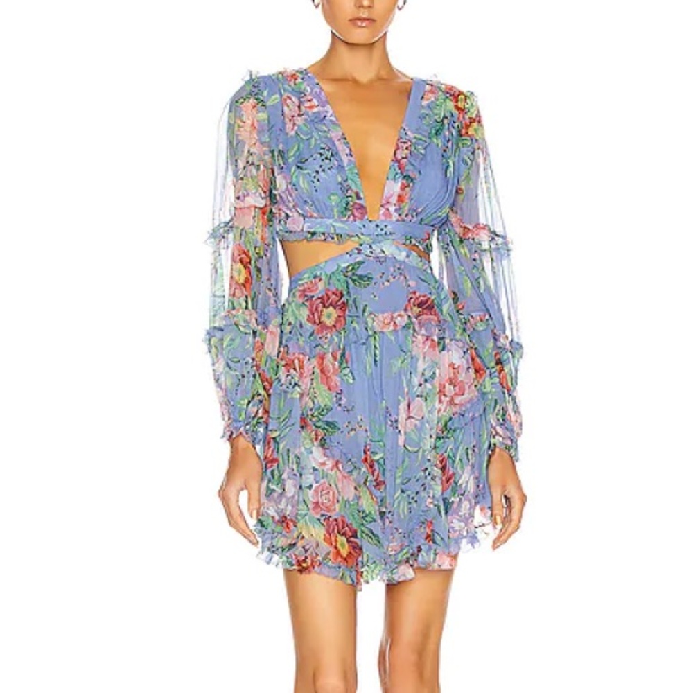 Zimmerman Blue Bellitude Floating Cut Out Dress